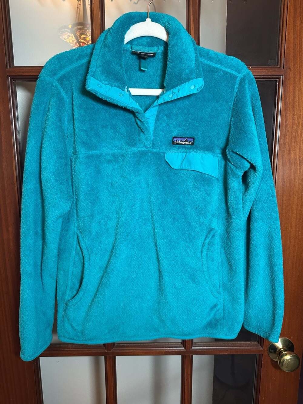 Patagonia Snap-T Pullover Sweatshirt Size L Teal Fleece Jacket
